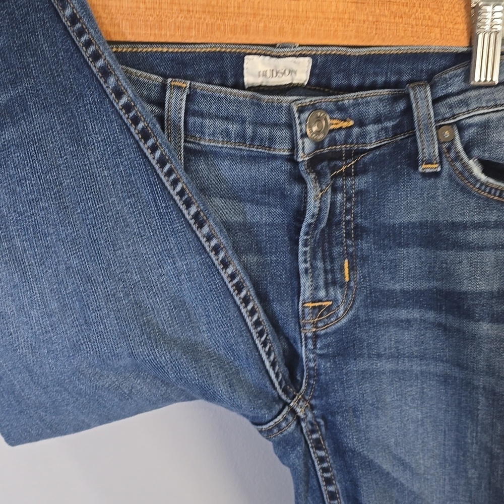 Hudson Jeans Womens Size 26 Size 2 Blue Denim Distressed Tally Crop Skinny Cuff - Picture 4 of 9